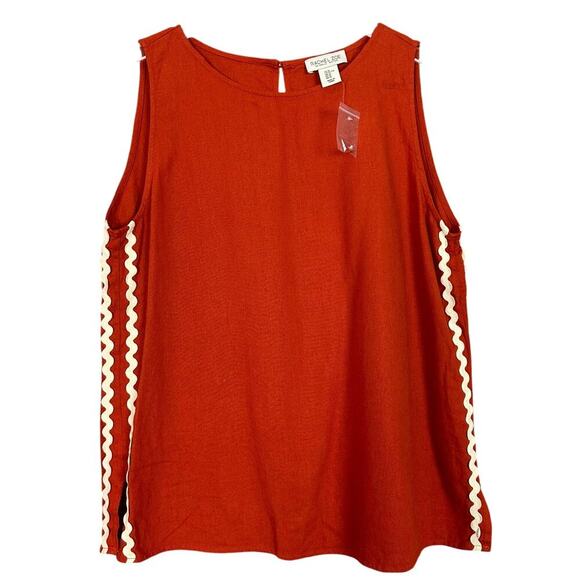 Rachel Zoe Top Sleeveless Tank Linen Blend Dark Orange Size XL NWT - Picture 1 of 8